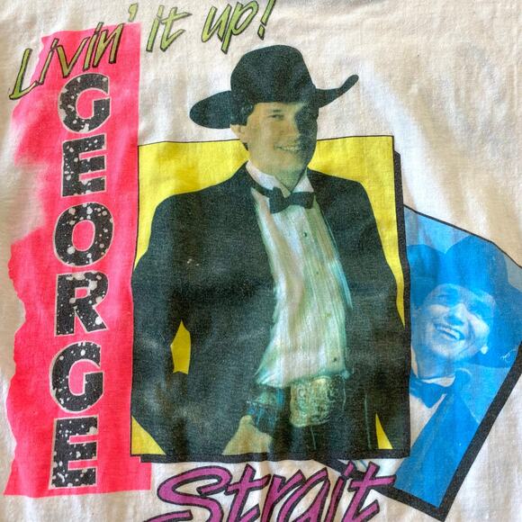 VTG George Strait 90's "Livin’ It Up" Bud Light Tour Tee Country Western USA : S - Picture 6 of 12